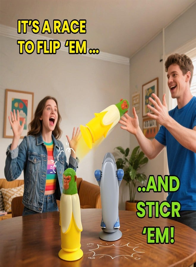 Senduzll Banana Momkey vs sharkman: Flippin' Fun Party Game You'll Ever Play for Family, Adults - Perfect Christmas Parties, Game Night | Bonus Content Included - Image 3